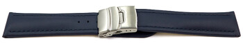 Faltschließe Uhrenband Leder Glatt dunkelblau 18mm 20mm 22mm 24mm 26mm