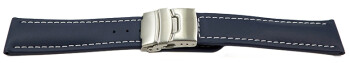 Faltschließe Uhrenband Leder Glatt dunkelblau wN 18mm 20mm 22mm 24mm 26mm