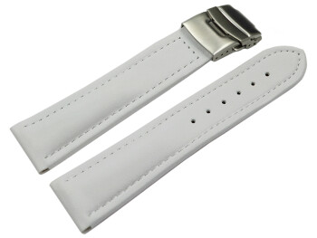 Faltschließe Uhrenband Leder Glatt weiß 18mm 20mm 22mm 24mm 26mm