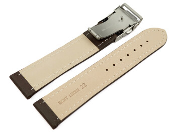 Faltschließe Uhrenband Leder Glatt dunkelbraun 18mm 20mm 22mm 24mm 26mm