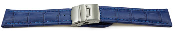 Faltschließe Uhrenarmband Leder Kroko blau 18mm...
