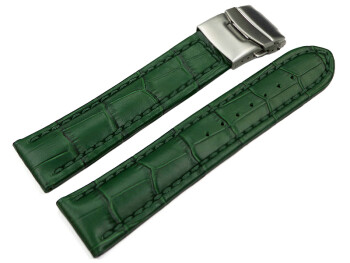 Faltschließe Uhrenarmband Leder Kroko grün 18mm 20mm 22mm 24mm 26mm