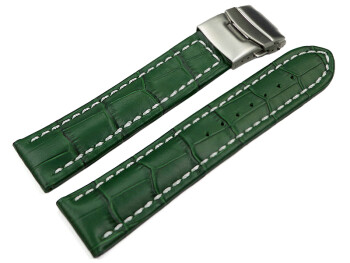 Faltschließe Uhrenarmband Leder Kroko grün wN 18mm 20mm 22mm 24mm 26mm