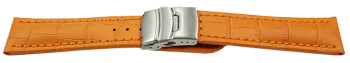 Faltschließe Uhrenarmband Leder Kroko orange 18mm 20mm 22mm 24mm 26mm
