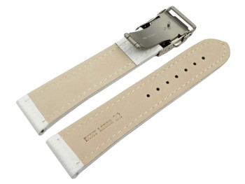 Faltschließe Uhrenband Leder genarbt weiß rN 18mm Stahl