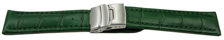 Faltschließe Uhrenarmband Leder Kroko grün 26mm Stahl
