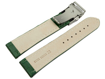 Faltschließe Uhrenarmband Leder Kroko grün wN 26mm Stahl