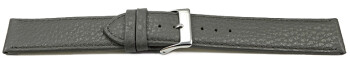 Uhrenarmband weiches Leder genarbt dunkelgrau 20mm Stahl