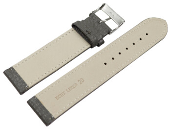 Uhrenarmband weiches Leder genarbt dunkelgrau 20mm Stahl