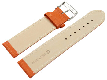 XL Uhrenarmband weiches Leder genarbt orange 12mm 14mm 16mm 18mm 20mm 22mm