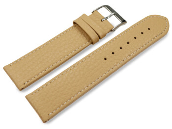 XL Uhrenarmband weiches Leder genarbt vanille 22mm Schwarz