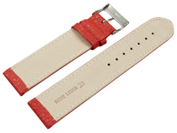 XL Uhrenarmband weiches Leder genarbt rot 14mm Schwarz