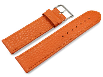 XL Uhrenarmband weiches Leder genarbt orange 18mm Schwarz