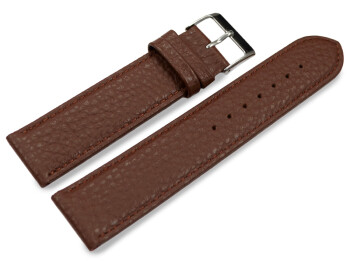 XXL Uhrenarmband weiches Leder genarbt dunkelbraun 20mm Stahl