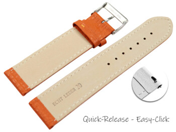 Schnellwechsel Uhrenarmband weiches Leder genarbt orange 12mm 14mm 16mm 18mm 20mm 22mm