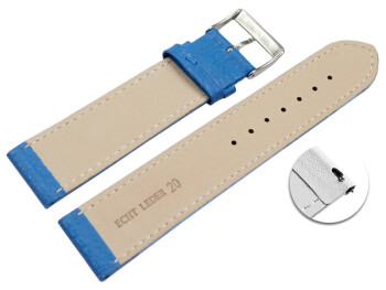 Schnellwechsel Uhrenarmband weiches Leder genarbt meerblau 22mm Gold