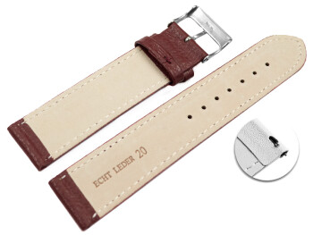 Schnellwechsel Uhrenarmband weiches Leder genarbt bordeaux 22mm Schwarz