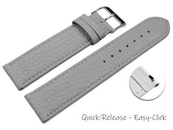XL Schnellwechsel Uhrenarmband weiches Leder genarbt hellgrau 12mm 14mm 16mm 18mm 20mm 22mm