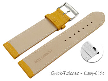 XL Schnellwechsel Uhrenarmband weiches Leder genarbt senf 12mm 14mm 16mm 18mm 20mm 22mm