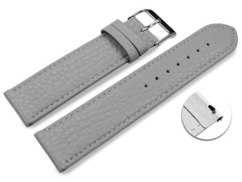 XL Schnellwechsel Uhrenarmband weiches Leder genarbt hellgrau 14mm Schwarz