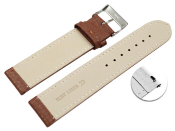 XL Schnellwechsel Uhrenarmband weiches Leder genarbt hellbraun 22mm Stahl