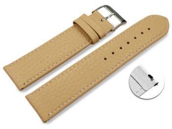 XL Schnellwechsel Uhrenarmband weiches Leder genarbt vanille 14mm Stahl
