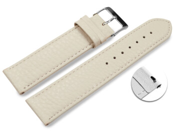 XL Schnellwechsel Uhrenarmband weiches Leder genarbt creme 12mm Stahl