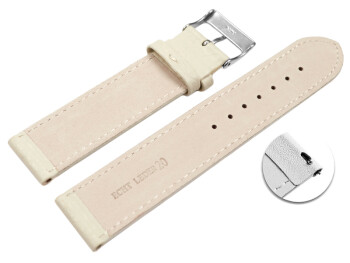 XL Schnellwechsel Uhrenarmband weiches Leder genarbt creme 12mm Stahl
