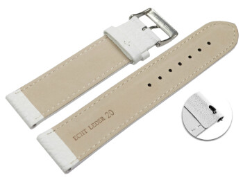 XL Schnellwechsel Uhrenarmband weiches Leder genarbt weiß 22mm Stahl