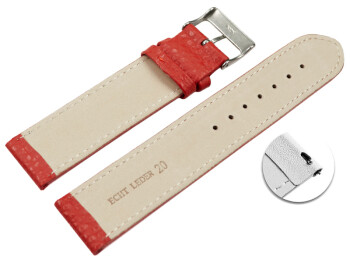 XL Schnellwechsel Uhrenarmband weiches Leder genarbt rot 20mm Gold