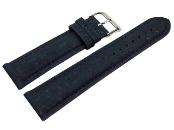 Veganes Uhrenband leicht gepolstert Kork dunkelblau 22mm Gold