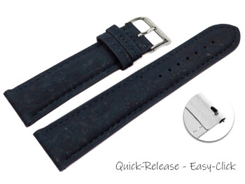Veganes Schnellwechsel Uhrenband leicht gepolstert Kork dunkelblau 14mm 16mm 18mm 20mm 22mm