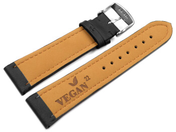 Uhrenarmband Vegan Korn schwarz gepolstert 22mm Gold