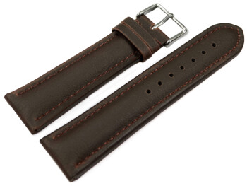 Uhrenarmband Vegan Korn dunkelbraun gepolstert 20mm Gold