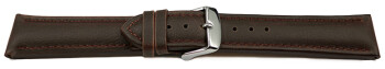 Uhrenarmband Vegan Korn dunkelbraun gepolstert 24mm Stahl