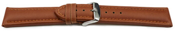 Uhrenarmband Vegan Korn hellbraun gepolstert 22mm Stahl