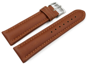 Uhrenarmband Vegan Korn hellbraun gepolstert 24mm Schwarz