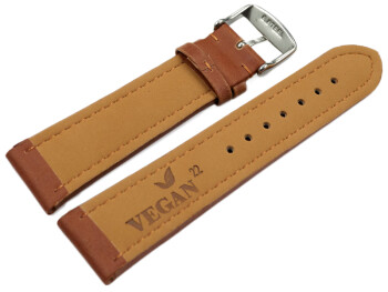 Uhrenarmband Vegan Korn hellbraun gepolstert 24mm Schwarz