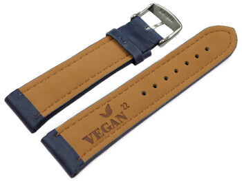 Uhrenarmband Vegan Korn blau gepolstert 22mm Stahl