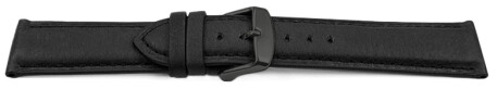 Uhrenarmband sehr weiches Leder gepolstert Retro Optik Schiefer 24mm Schwarz