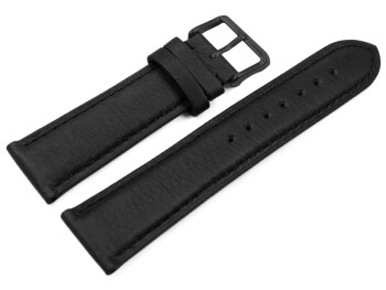Uhrenarmband sehr weiches Leder gepolstert Retro Optik Schiefer 24mm Schwarz