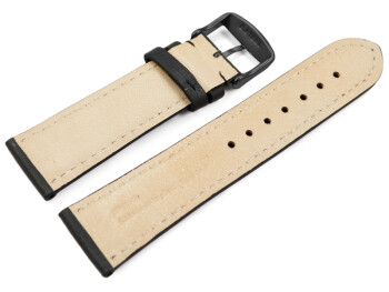 Uhrenarmband sehr weiches Leder gepolstert Retro Optik Schiefer 24mm Schwarz