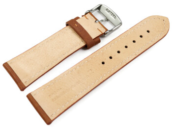 Uhrenarmband sehr weiches Leder gepolstert Retro Optik hellbraun 16mm Gold