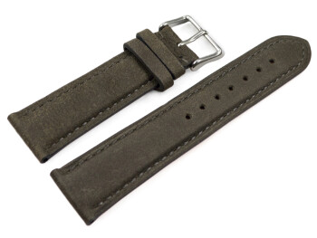 Uhrenarmband sehr weiches Leder gepolstert Retro Optik Stone 19mm Schwarz