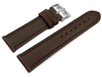 Uhrenarmband sehr weiches Leder gepolstert Retro Optik dunkelbraun 21mm Stahl