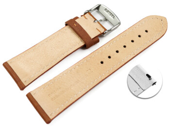 Schnellwechsel Uhrenband sehr weiches Leder gepolstert Retro Optik hellbraun 24mm Stahl