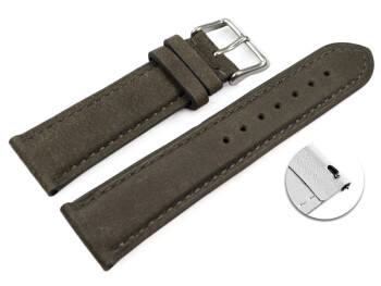 Schnellwechsel Uhrenband sehr weiches Leder gepolstert Retro Optik Stone 21mm Gold