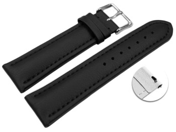 Schnellwechsel Uhrenarmband Vegan Korn schwarz gepolstert 18mm Stahl