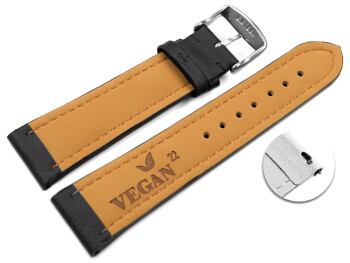 Schnellwechsel Uhrenarmband Vegan Korn schwarz gepolstert 18mm Stahl