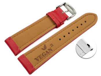 Schnellwechsel Uhrenarmband Vegan Korn rot gepolstert 20mm Gold